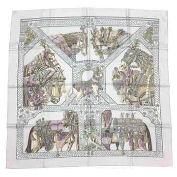 HERMES Scarf Muffler Carre 90 LA DANSE DU CHEVAL MARWARI Marwari Horse Dance 100% Silk Ice Blue Gray