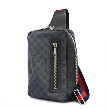 GUCCIAuth  Bodybag 478325 Men's GG Supreme Sling Bag Black