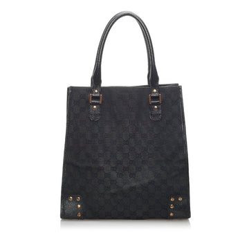 Gucci GG Canvas Handbag 124261 Black Leather Ladies GUCCI