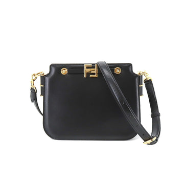 FENDI touch shoulder bag leather black 8BT349 gold metal fittings Touch Shoulder Bag