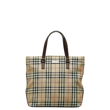 BURBERRY Nova Check Handbag Tote Bag Brown Canvas Leather Women's