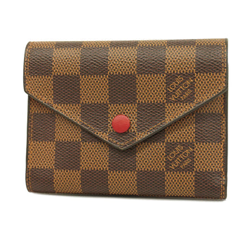 LOUIS VUITTONAuth  Damier Portofeuil Victorine N41659 Women's Wallet Red Color