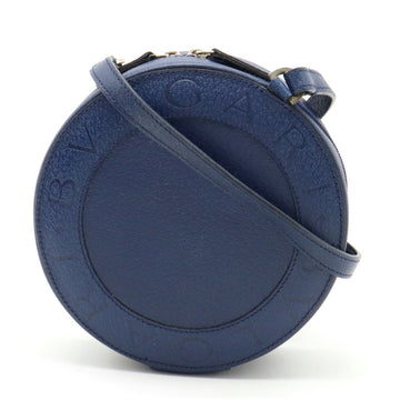 BVLGARI Shoulder Bag Pochette Round Leather Blue