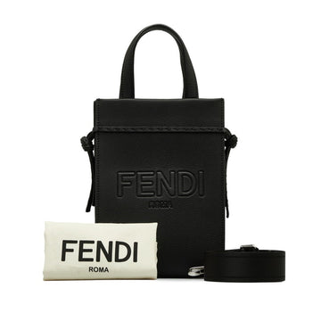 FENDI Go-to Shopper Handbag Shoulder Bag 7VA584 Black Leather Women's