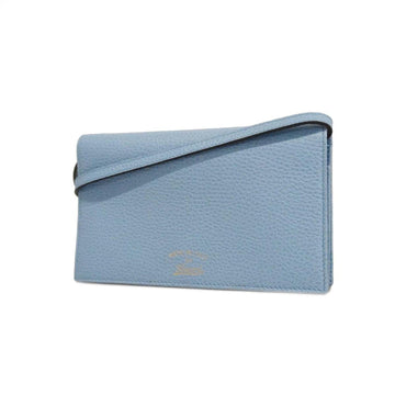 GUCCI Shoulder Wallet Swing 368231 Leather Light Blue Ladies