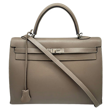 HERMES Kelly 35 Epson Etoupe O stamped 2011 gray series graige handbag shoulder bag ladies'