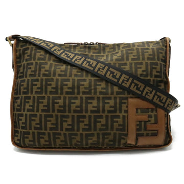 FENDI Zucca Shoulder Bag Nylon Canvas Khaki Brown Dark 7VA148