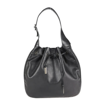 GUCCI shoulder bag 001 4030 leather black silver metal fittings drawstring purse handbag tote