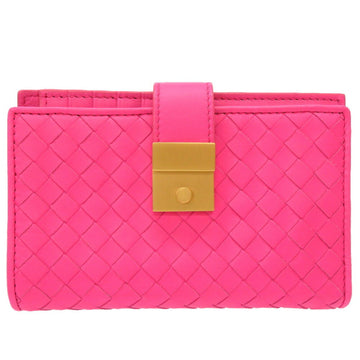 Bottega Veneta Intrecciato Leather Pink Bi-Fold Wallet 0056 BOTTEGA VENETA