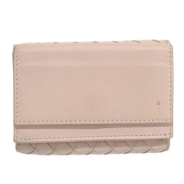 BOTTEGA VENETA Intrecciato Leather Trifold Wallet Pink Women's