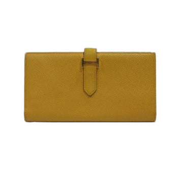 HERMES [] Bearn Souffle Long Wallet Jaune Ambre [G Hardware] Epson C Engraved Men's Women's