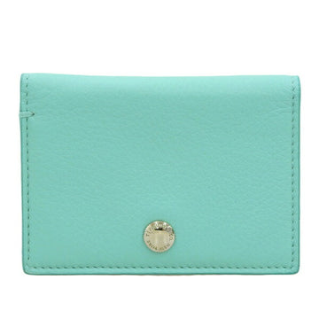 TIFFANY Leather Vertical Fold Bifold Card Case Blue Ladies