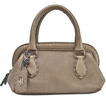 Fendi Bag Selleria Metallic Greige Silver Leather Metal Material Handbag Ladies 2454-8BN126-NDU-058