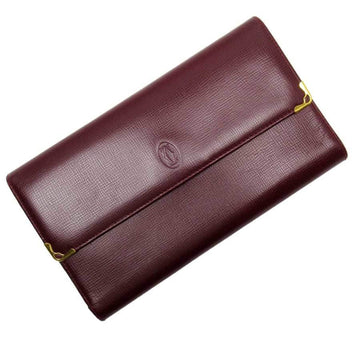 Cartier Tri-Fold Wallet Mastline Bordeaux Gold Leather