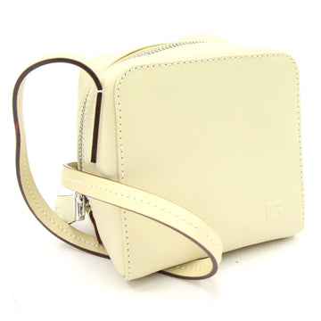 BALLY Barry Shoulder Bag Light Yellow Green Leather Women's Mini Square Cube