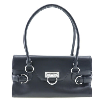 SALVATORE FERRAGAMO Gancini Shoulder Bag DY-21 4862 Leather Made in Italy Black Turn Lock Women's