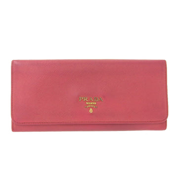 PRADA long wallet with hook flap leather pink 1MH132