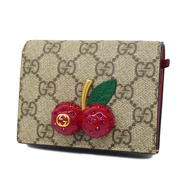 GUCCIAuth  Cherry 476050 Women's GG Supreme Wallet [bi-fold] Beige,Red Color