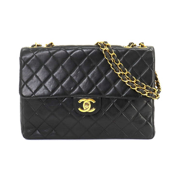 CHANEL Matelasse 30 Chain Shoulder Bag Leather Black Vintage Gold Hardware