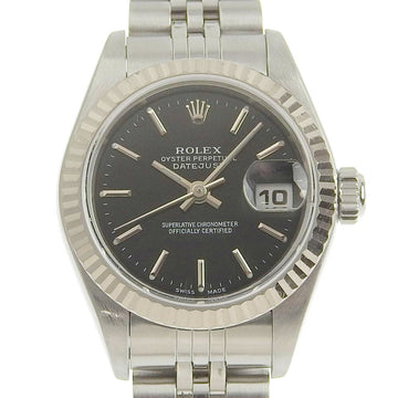 ROLEX Datejust 79174 Stainless Steel Automatic Ladies Black Dial Watch