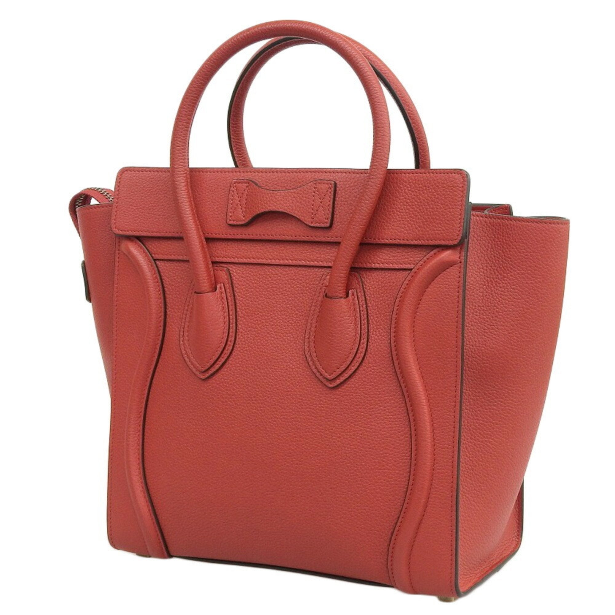 CELINE luggage micro handbag leather red 167793