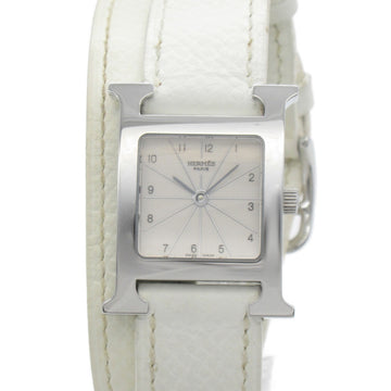 HERMES H watch Deburuturu Wrist Watch HH1.210 Quartz Ivory Stainless Steel Leather belt