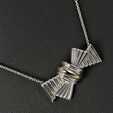 TIFFANY Necklace Ribbon Vintage Silver 925 K18 Gold &Co.