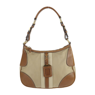 PRADA handbag BR3088 nylon leather beige brown one shoulder