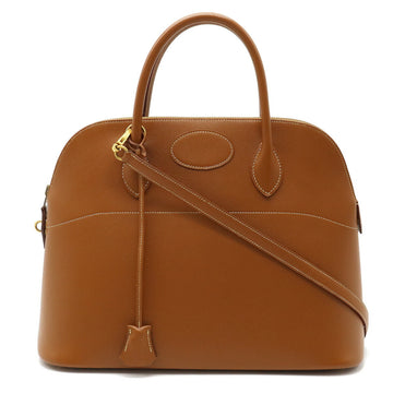 HERMES Bolide 37 Handbag Shoulder Bag Couchevel Leather Gold Brown B engraved