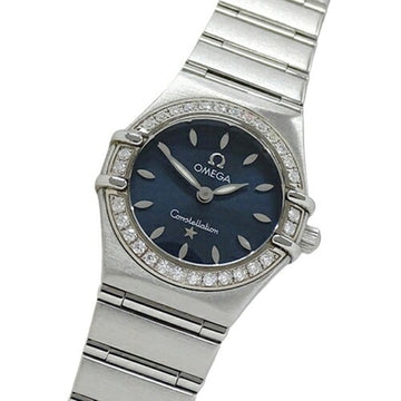 OMEGA Constellation 1466.88 Watch Ladies Diamond Quartz Stainless Steel SS Silver Blue Polished