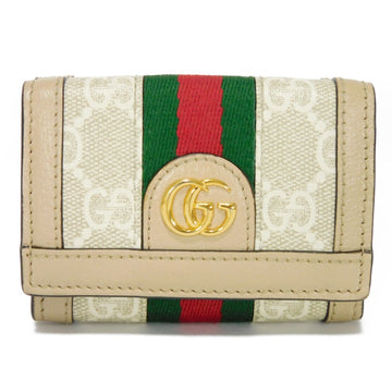 GUCCI Trifold Wallet Ophidia Mini Web Sherry White Green Red GG Supreme 735099 UULAG 9682 Men's Women's Billfold