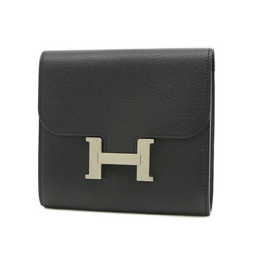 HERMES Constance compact wallet Epson black silver metal fittings M stamp