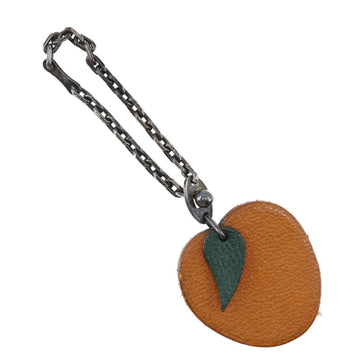 HERMES Fruit Charm Apricot Leather Orange Women's