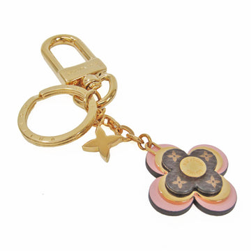 LOUIS VUITTON Monogram Leather,Metal,Monogram Keyring Charm Gold,Monogram,Pink Porto Cle Blooming Flower BB Key Ring M63085