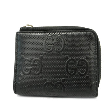 GUCCIAuth  GG Embossed Silver Hardware 657571 Leather Coin Purse/coin Case Black