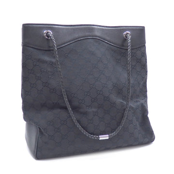 GUCCI Tote Bag Ladies Black GG Canvas Leather 109141 Shoulder