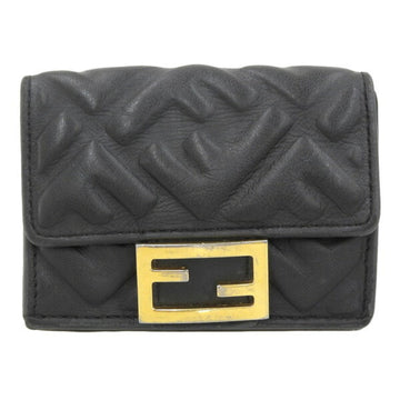 FENDI Leather FF Trifold Wallet - Black