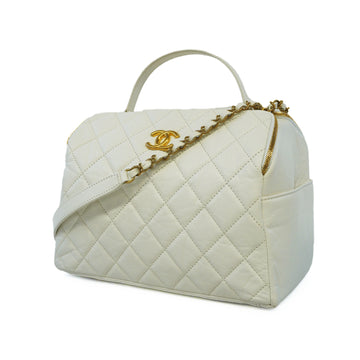 CHANELAuth  Matelasse Shoulder Bag Women's Leather White