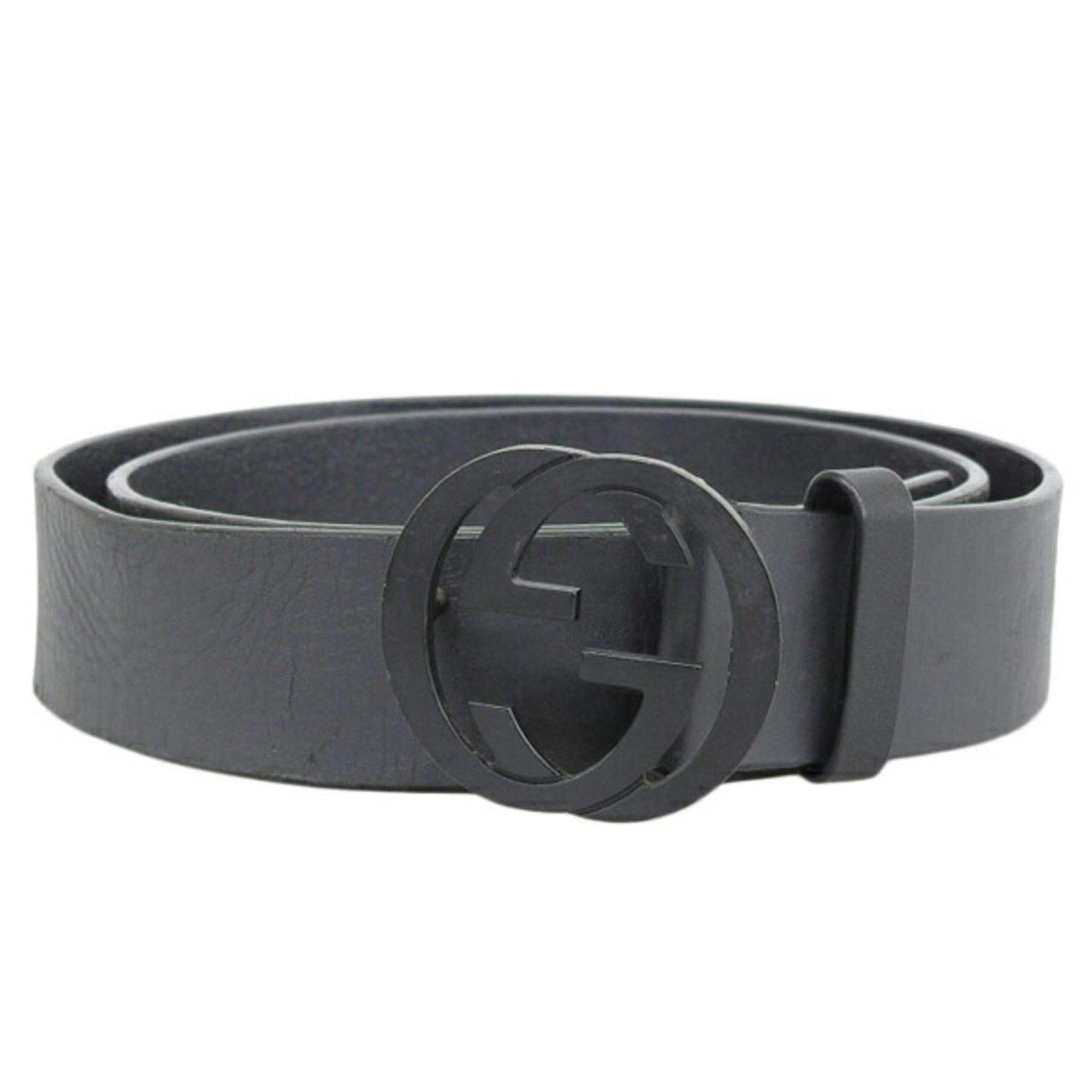 Gucci leather belt with interlocking g buckle hot sale