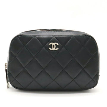 CHANEL matelasse here mark multi pouch leather black