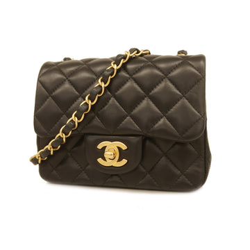 Chanel Matelasse Single Chain Lambskin Women's Shoulder Bag Black