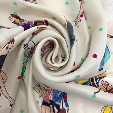 HERMES 70 LES PARISIENNES DE KIRAZ Parisienne scarf white ladies