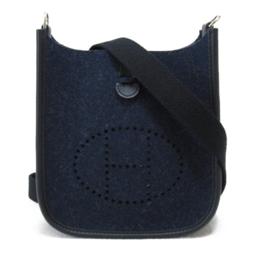 HERMES Evelyn TPM Shoulder Bag Navy Black leather