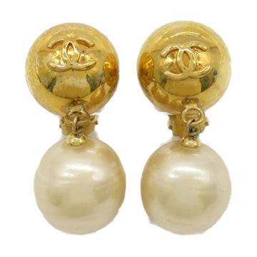 CHANEL Earring Earring Gold Gold Plated Pearl Gold