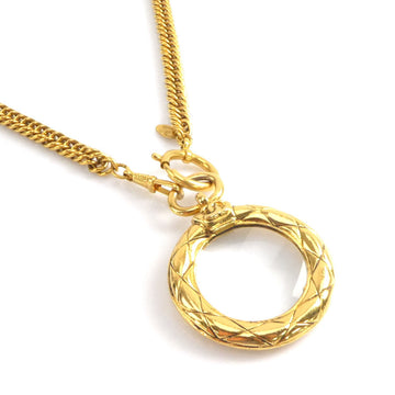 CHANEL necklace loupe pendant metal / glass gold ladies