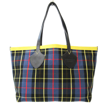 BURBERRY Reversible Men,Women Canvas,Leather Tote Bag Blue,Green,Yellow