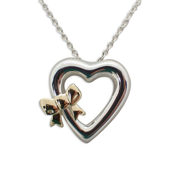 TIFFANY 925 750 heart ribbon combination pendant necklace