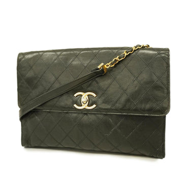 CHANEL Shoulder Bag Bicolore Chain Lambskin Black Gold Hardware Women's