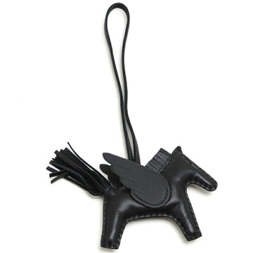HERMES Rodeo Charm PM Pegasus U Engraved Women's/Men's Keychain Anu Milo So Black [Black]