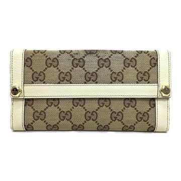 GUCCI Bifold W Long Wallet GG Canvas Leather Brown Beige 153211 Men Women